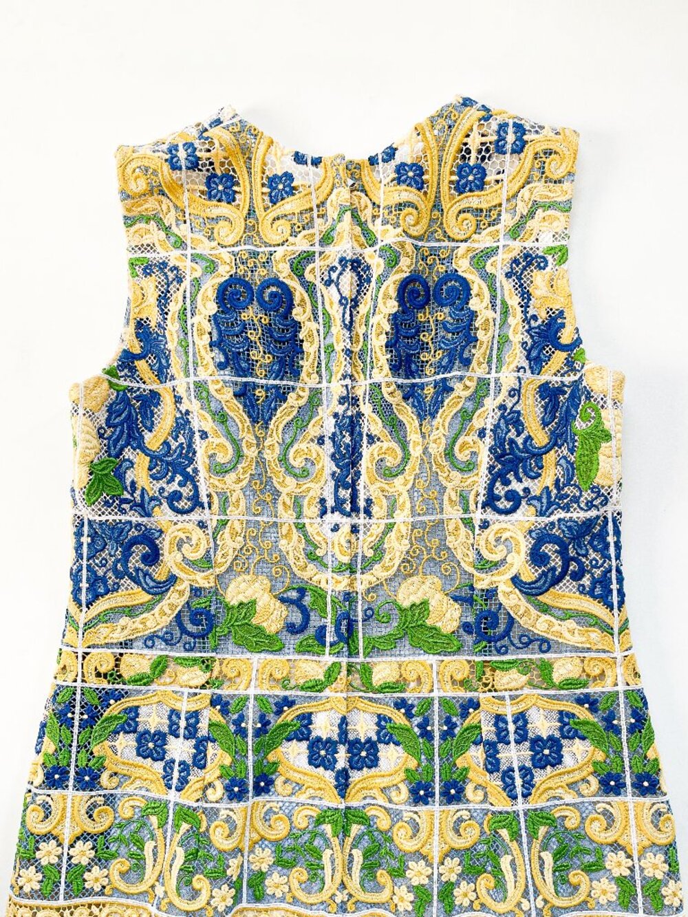 Dolce & Gabbana Majolica Guipure Lace Dress Blue Yellow Size IT 46 US 10 NEW NWT - Picture 4 of 12